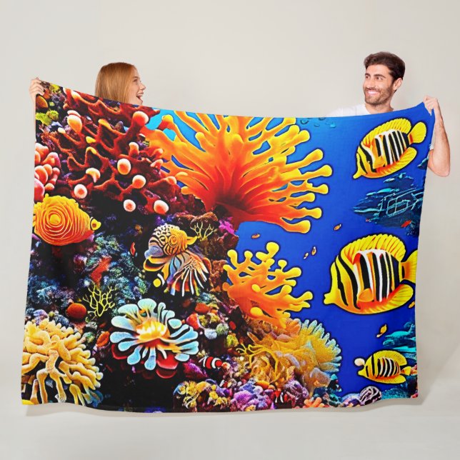 Färgning av havets undervattensliv fleecefilt (På plats)