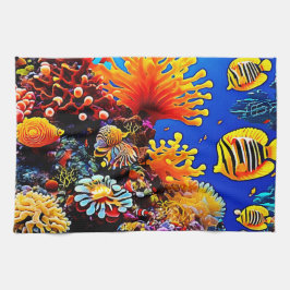 Färgning av havets undervattensliv kökshandduk