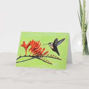 Färgning av Hummingbird och Crocosmia Kort