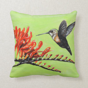 Färgning av Hummingbird och Crocosmia Kudde