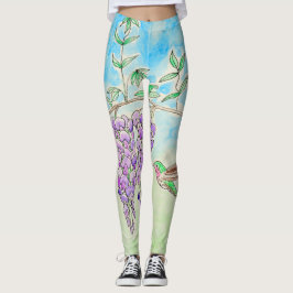 Färgning av hummingbird och Wisteria Leggings
