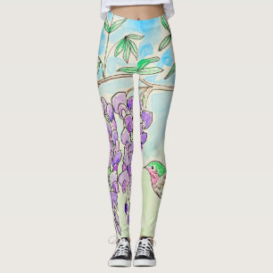 Färgning av hummingbird och Wisteria Leggings