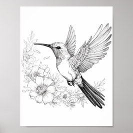 Färgning av hummingbird Vuxen Poster