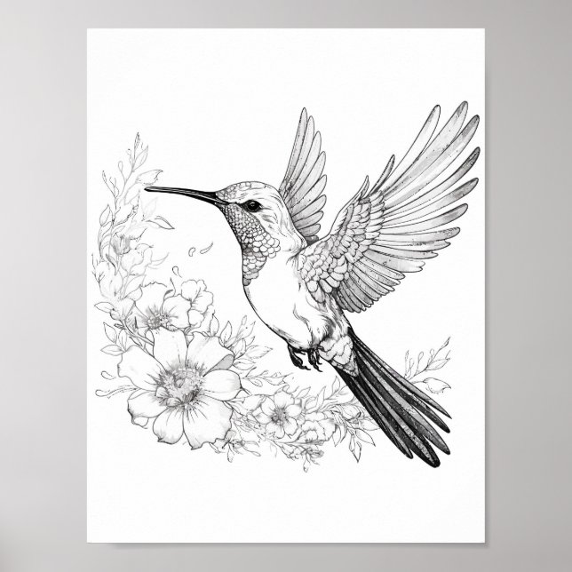 Färgning av hummingbird Vuxen Poster (Framsidan)