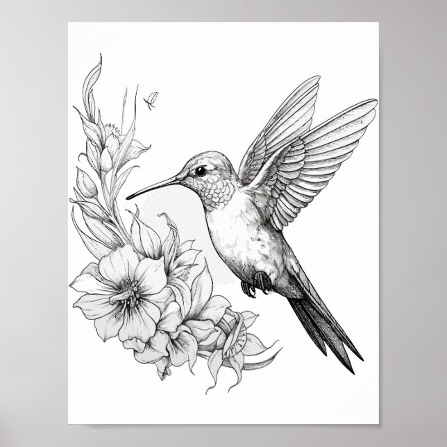Färgning av hummingbird Vuxen Poster (Framsidan)