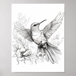 Färgning av hummingbird Vuxen Poster