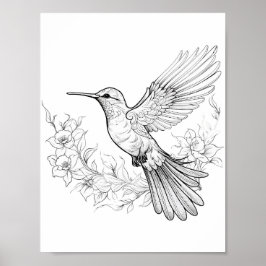 Färgning av hummingbird Vuxen Poster