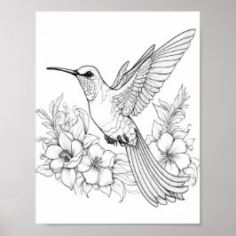 Färgning av hummingbird Vuxen Poster