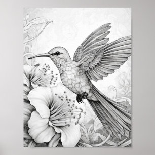 Färgning av hummingbird Vuxen Poster