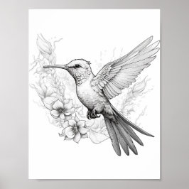 Färgning av hummingbird Vuxen Poster