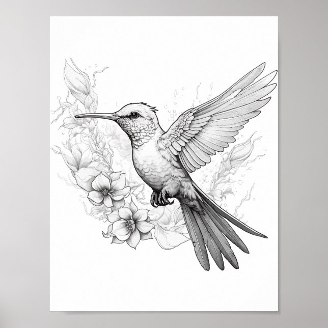 Färgning av hummingbird Vuxen Poster (Framsidan)