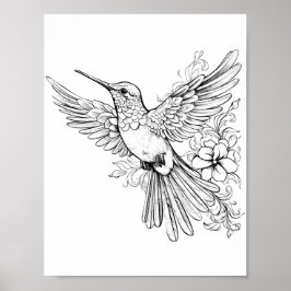 Färgning av hummingbird Vuxen Poster