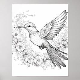 Färgning av hummingbird Vuxen Poster