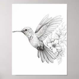 Färgning av hummingbird Vuxen Poster