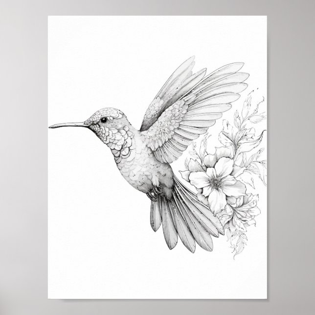 Färgning av hummingbird Vuxen Poster (Framsidan)