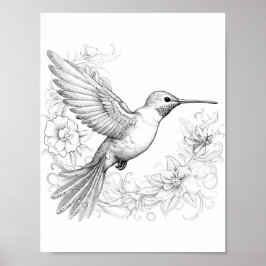 Färgning av hummingbird Vuxen Poster