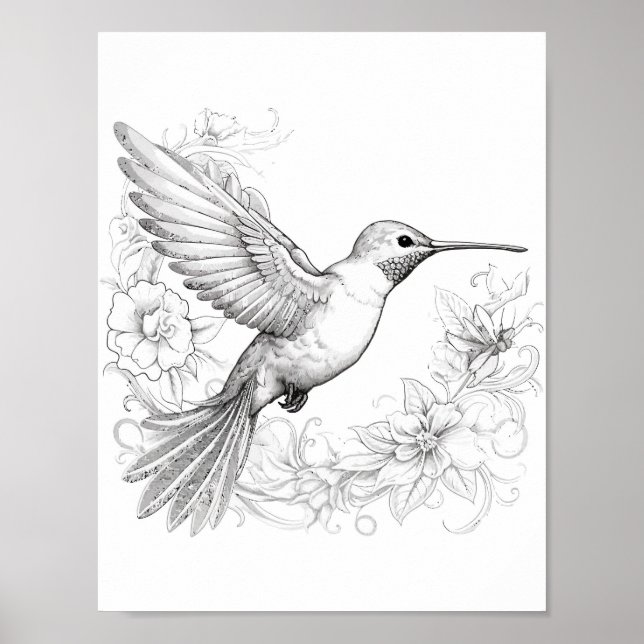 Färgning av hummingbird Vuxen Poster (Framsidan)