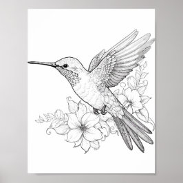 Färgning av hummingbird Vuxen Poster