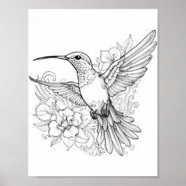 Färgning av hummingbird Vuxen Poster