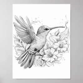 Färgning av hummingbird Vuxen Poster