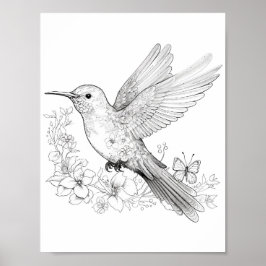 Färgning av hummingbird Vuxen Poster