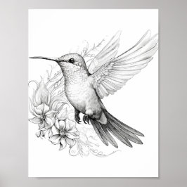 Färgning av hummingbird Vuxen Poster