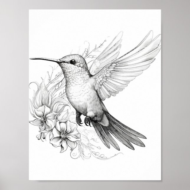 Färgning av hummingbird Vuxen Poster (Framsidan)