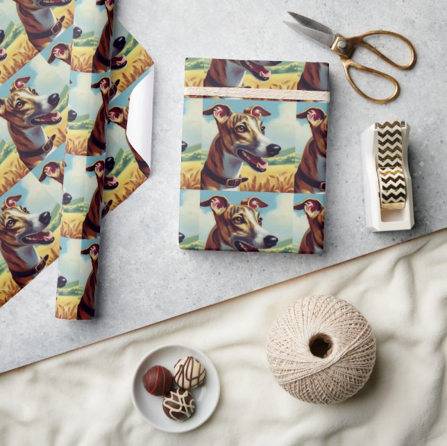 Färgning av Hund för Retro-textutdrag Presentpapper (Hantverk)