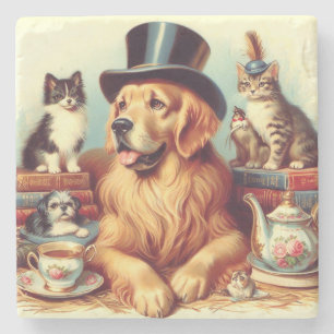 Färgning av Hund för tyst Vintage Stenunderlägg