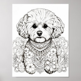 Färgning av hund Mandala Vuxen Poster