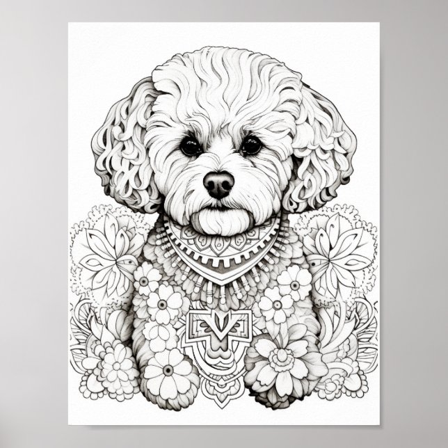Färgning av hund Mandala Vuxen Poster (Framsidan)