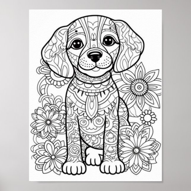 Färgning av hund Mandala Vuxen Poster (Framsidan)