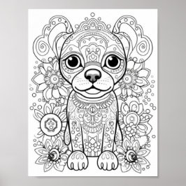 Färgning av hund Mandala Vuxen Poster