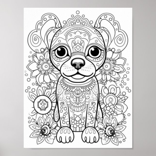 Färgning av hund Mandala Vuxen Poster (Framsidan)