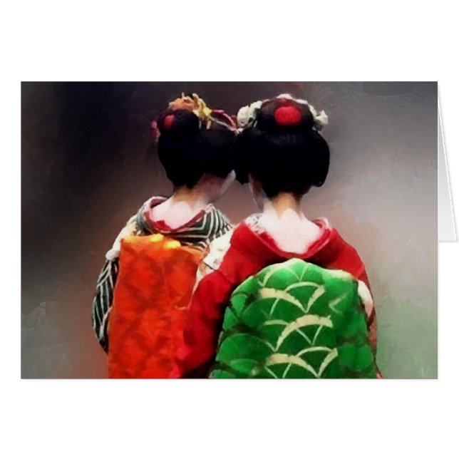Färgning av japansk Maiko Hälsningskort (Framsidan Horizontal)
