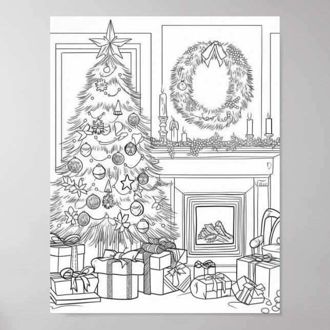 Färgning av julgran Vuxen Poster (Framsidan)