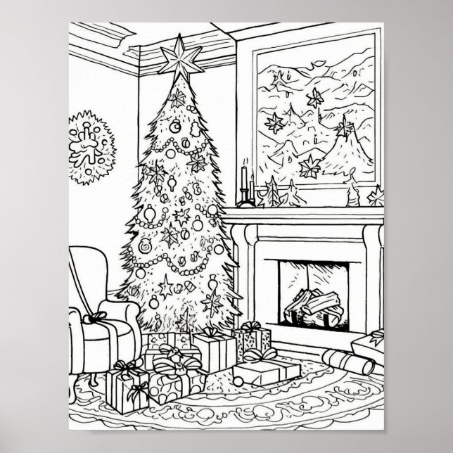 Färgning av julgran Vuxen Poster (Framsidan)