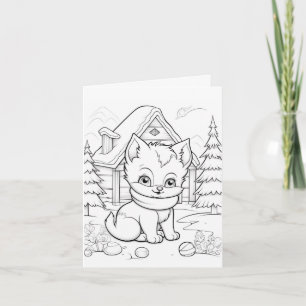 Färgning av julkatt kort