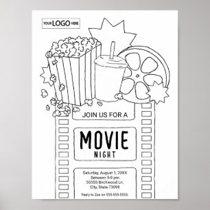 Färgning av kalkylblad för Movie Art Inbjudan Poster
