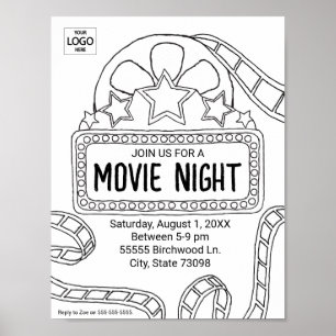 Färgning av kalkylblad för Movie Art Inbjudan Poster