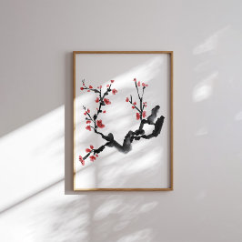 Färgning av koreanska plommon Blommar Bläck Poster