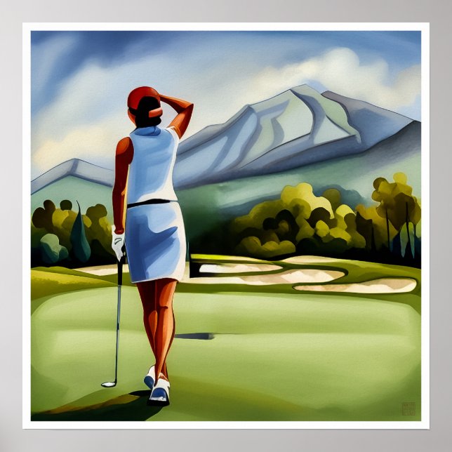 Färgning av kvinnor i golfer - Art Skriv ut Poster (Framsidan)
