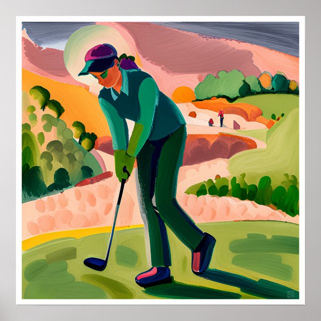 Färgning av kvinnor i golfer - Art Skriv ut Poster (Framsidan)