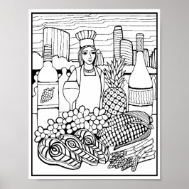 Färgning av livsmedelsfestival Page Art Poster