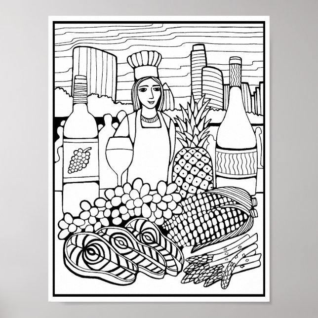 Färgning av livsmedelsfestival Page Art Poster (Framsidan)