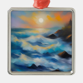 Färgning av ljusblått hav vinkarare under sol julgransprydnad metall