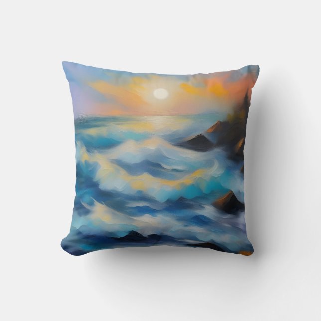 Färgning av ljusblått hav vinkarare under sol kudde (Framsida)