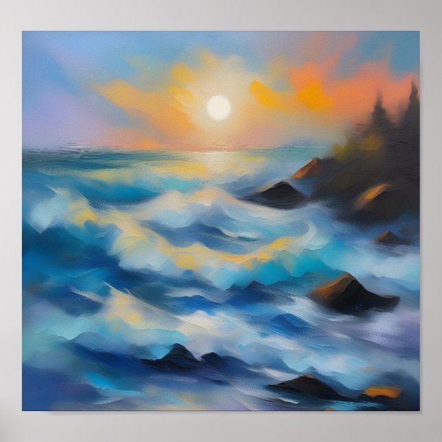 Färgning av ljusblått hav vinkarare under sol poster (Framsidan)