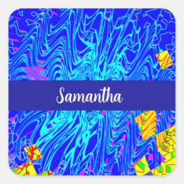 Färgning av modern blå Abstrakt Fyrkantigt Klistermärke