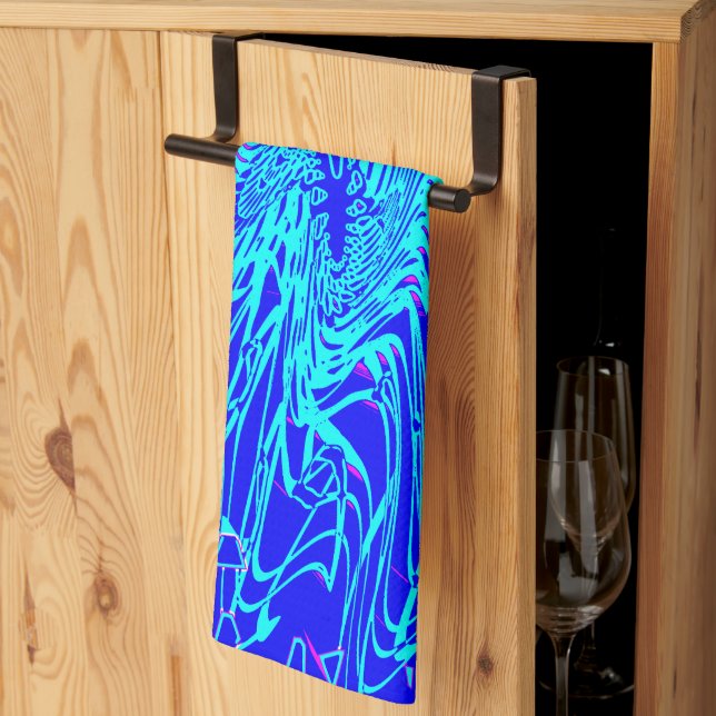 Färgning av modern blå Abstrakt Kökshandduk (Thirds Fold)